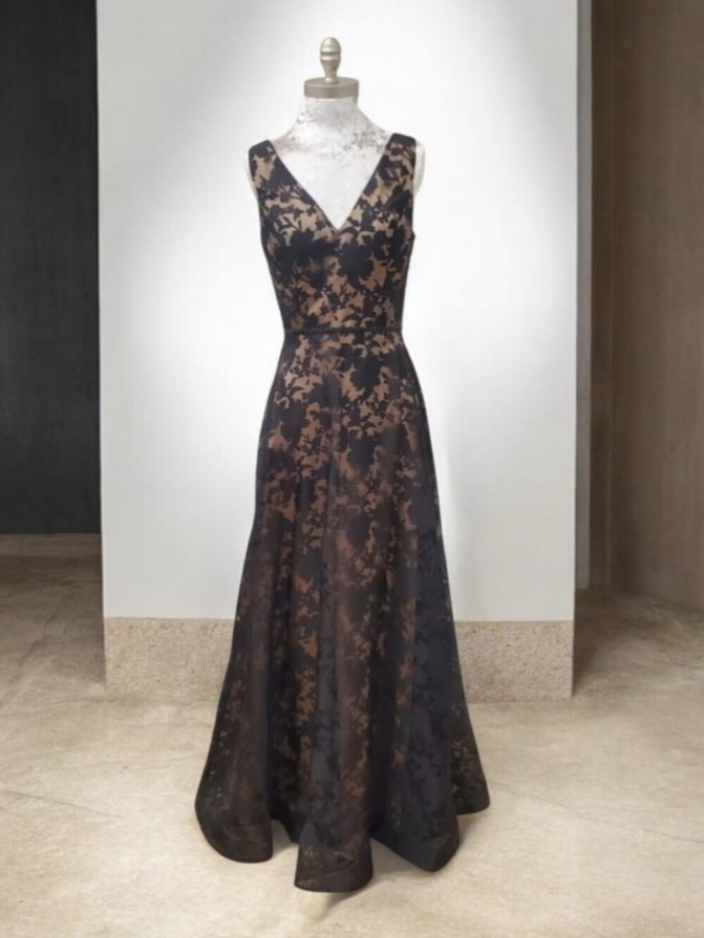 Temptation Floral Overlay Evening Gown